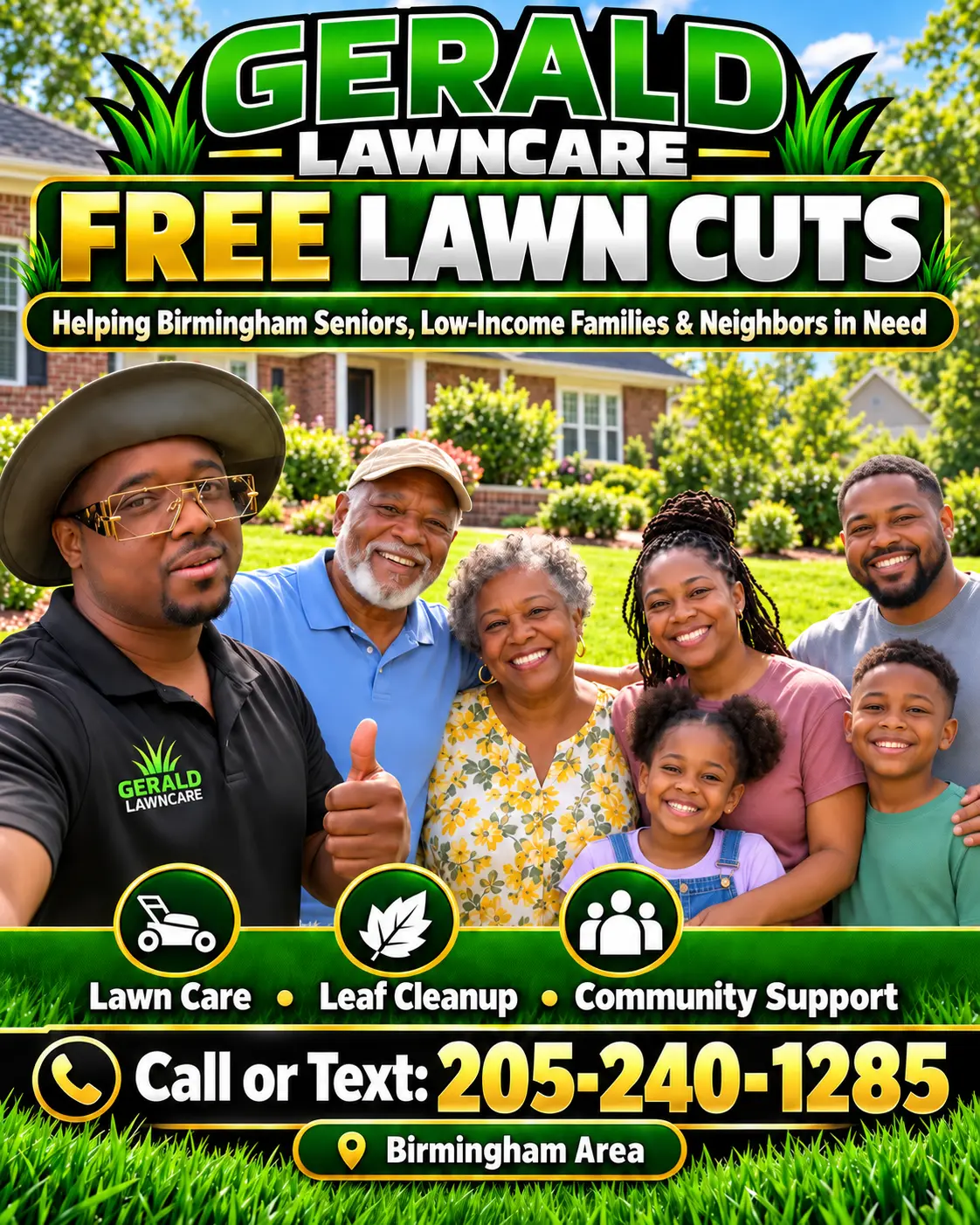 Gerald Lawncare free lawn cuts flyer